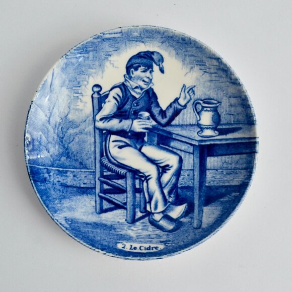 Royal Sphinx Le Cidre Blue Delft 4.25" Plate Drinker Vintage - Picture 1 of 5